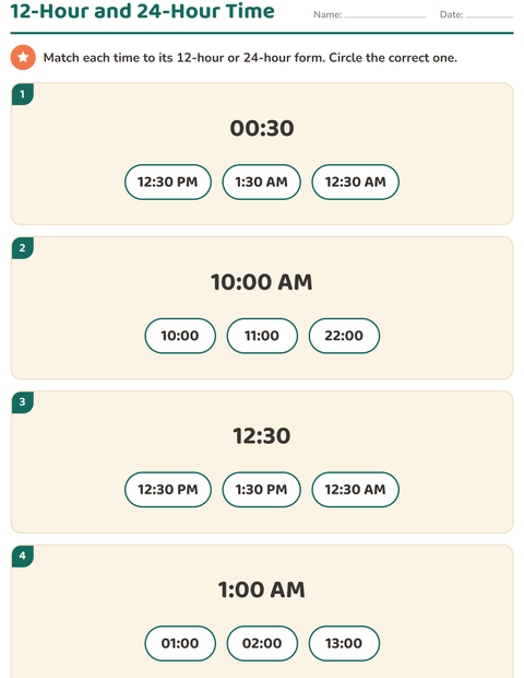 Preview of Telling Time worksheet for grade 3