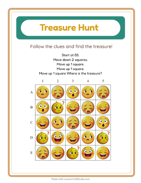 Preview of Treasure Hunt worksheet featuring 4th of July for grade 1