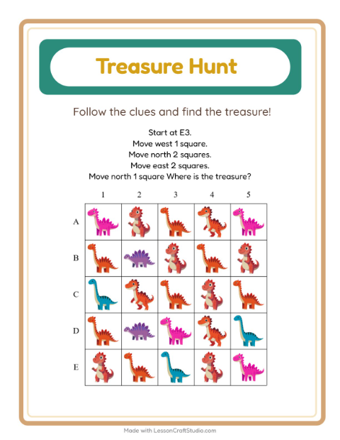 Preview of Treasure Hunt worksheet featuring 4th of July for grade 1