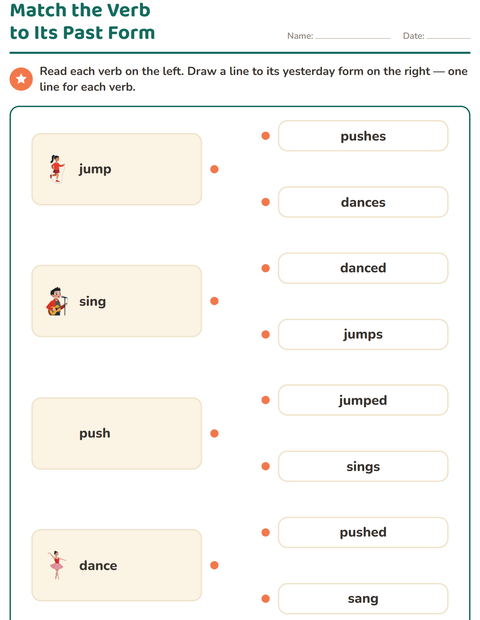 Preview of Verb Forms worksheet for grade 2