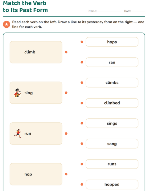 Preview of Verb Forms worksheet for grade 2