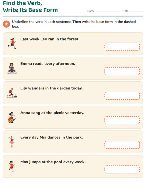 Preview of Verb Forms worksheet for grade 2