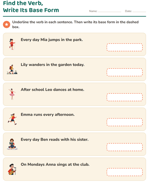 Preview of Verb Forms worksheet for grade 2