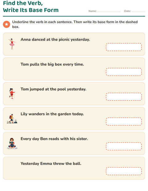 Preview of Verb Forms worksheet for grade 2