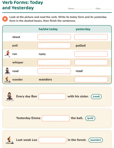 Preview of Verb Forms worksheet for grade 2