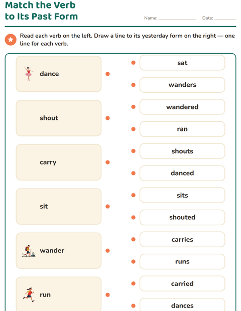 Preview of Verb Forms worksheet for grade 2