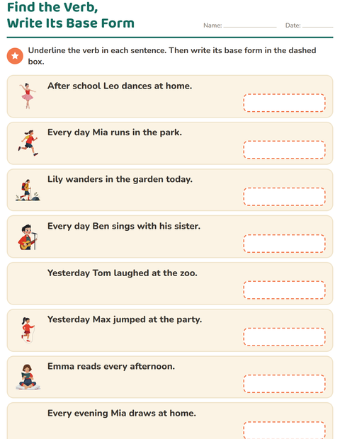 Preview of Verb Forms worksheet for grade 2