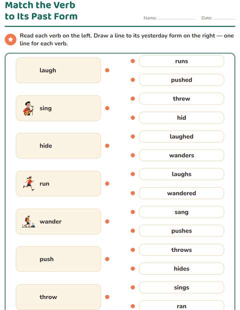 Preview of Verb Forms worksheet for grade 2