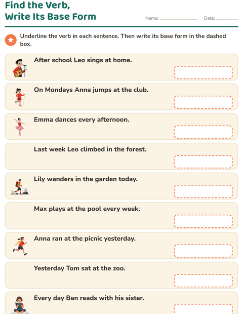 Preview of Verb Forms worksheet for grade 2