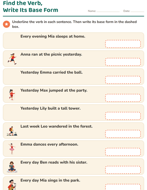 Preview of Verb Forms worksheet for grade 2