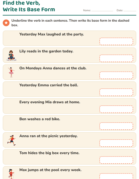 Preview of Verb Forms worksheet for grade 2
