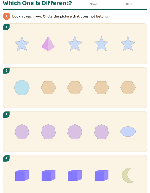 Preview of Visual Discrimination worksheet featuring Shapes for kindergarten