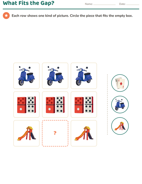 Preview of Visual Logic worksheet featuring Toys for kindergarten