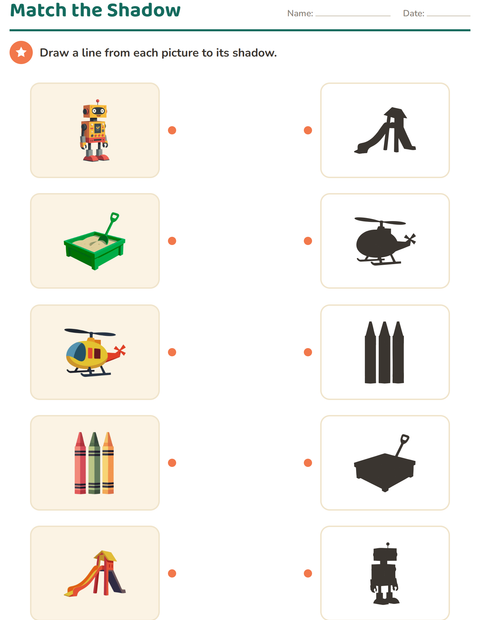 Preview of Visual Matching worksheet featuring Toys for kindergarten