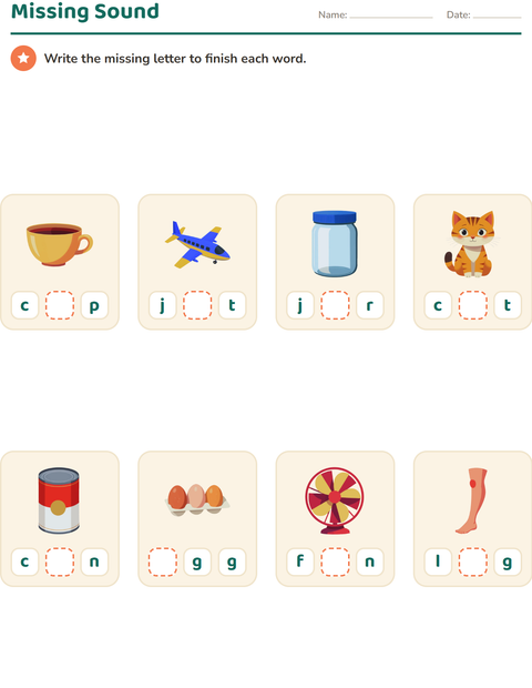 Preview of Word Building worksheet for kindergarten