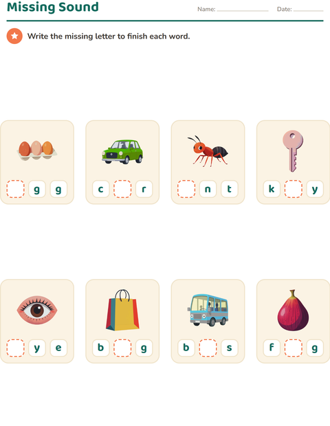 Preview of Word Building worksheet for kindergarten