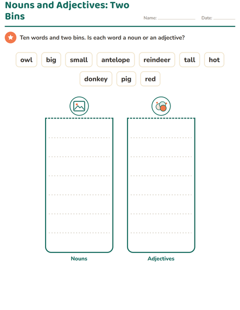 Nouns and Adjectives: Naming Words Against Describing Words