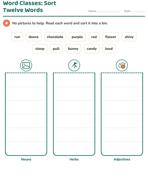 Preview of Word Classes worksheet featuring Easter for grade 2