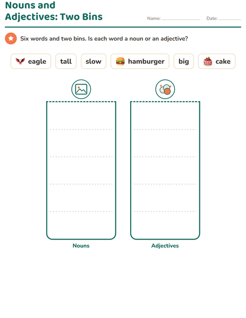 Preview of Word Classes worksheet featuring 4th of July for grade 1