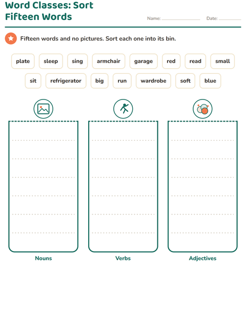 Preview of Word Classes worksheet featuring Around the House for grade 2