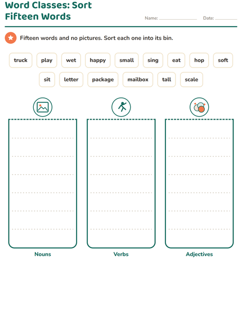 Preview of Word Classes worksheet featuring Post Office for grade 2