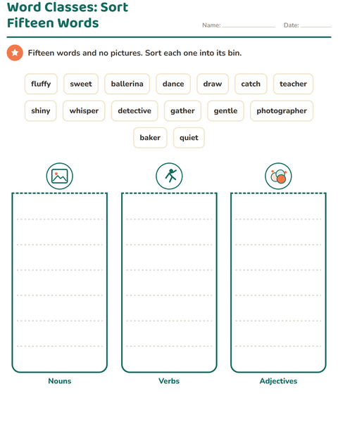 Preview of Word Classes worksheet featuring Occupations for grade 2