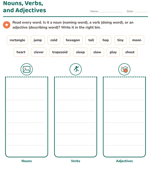 Preview of Word Classes worksheet featuring Shapes for grade 2
