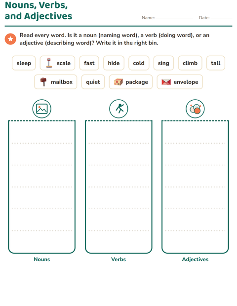 Preview of Word Classes worksheet featuring Post Office for grade 2
