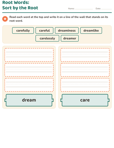 Preview of Prefixes, Suffixes and Root Words worksheet for grade 2