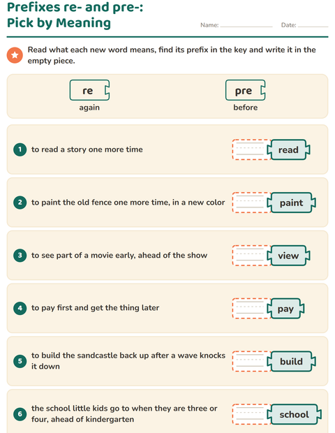 Preview of Prefixes, Suffixes and Root Words worksheet for grade 2