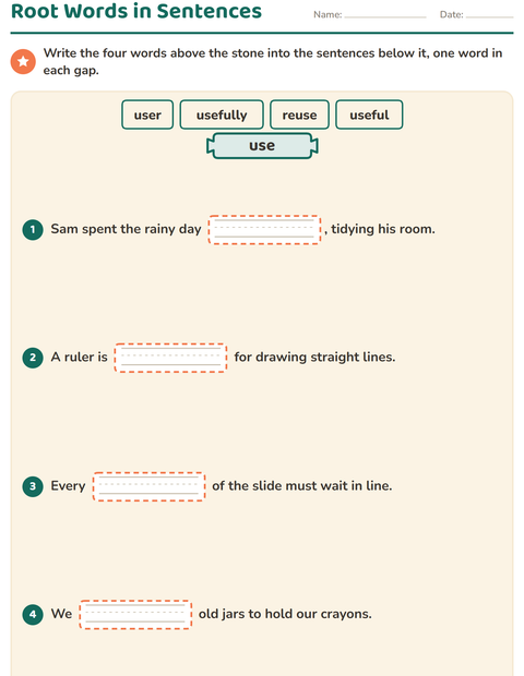 Preview of Prefixes, Suffixes and Root Words worksheet for grade 3