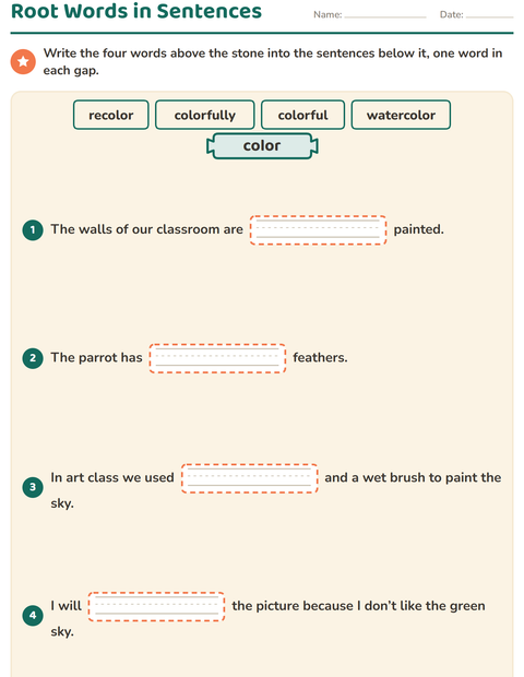 Preview of Prefixes, Suffixes and Root Words worksheet for grade 3
