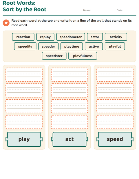 Preview of Prefixes, Suffixes and Root Words worksheet for grade 2