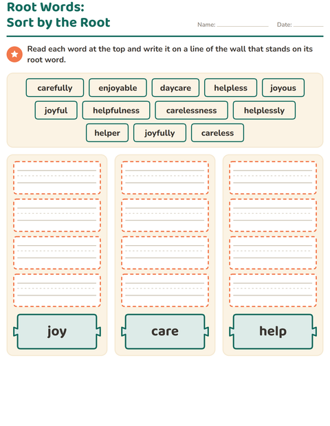 Preview of Prefixes, Suffixes and Root Words worksheet for grade 2