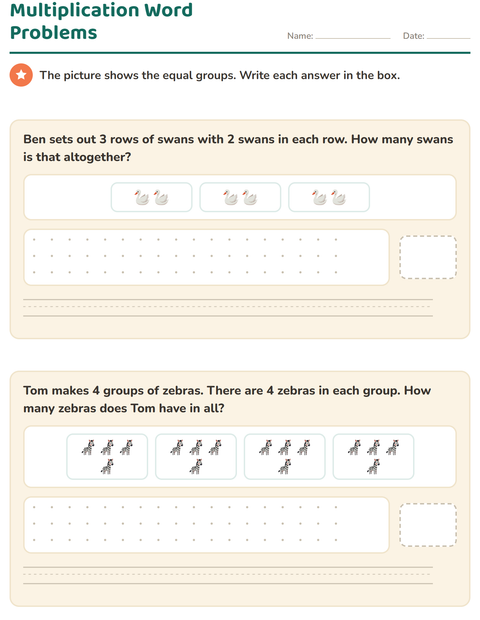 Multiplication Word Problems: The Groups Are Drawn for You