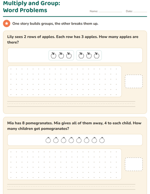 Preview of Word Problems worksheet featuring Fruits BW for grade 3