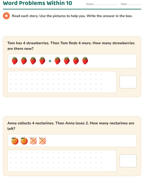 Word Problems Within 10: Small Numbers, Real Stories
