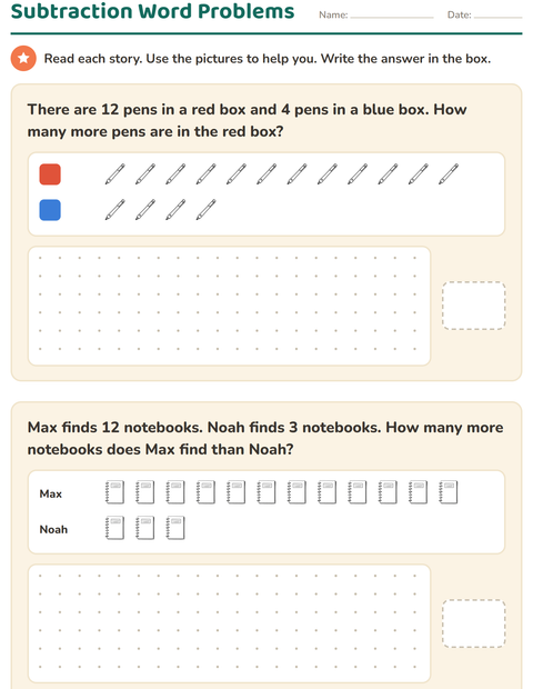 Preview of Word Problems worksheet featuring Classroom (B&W) for grade 1