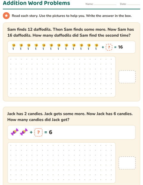 Preview of Word Problems worksheet featuring Easter for grade 1