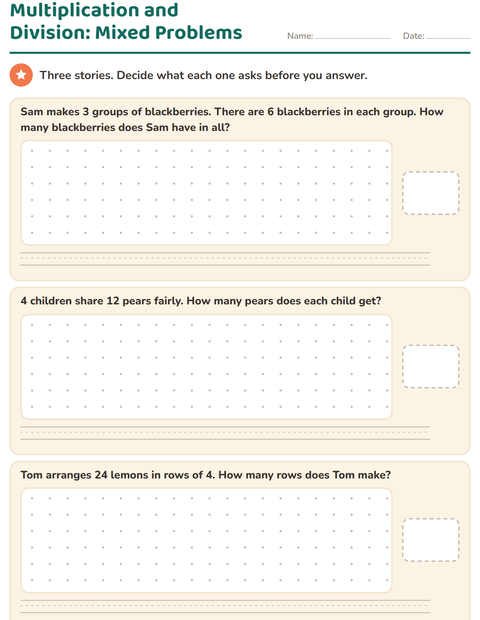 Preview of Word Problems worksheet featuring Fruits BW for grade 3