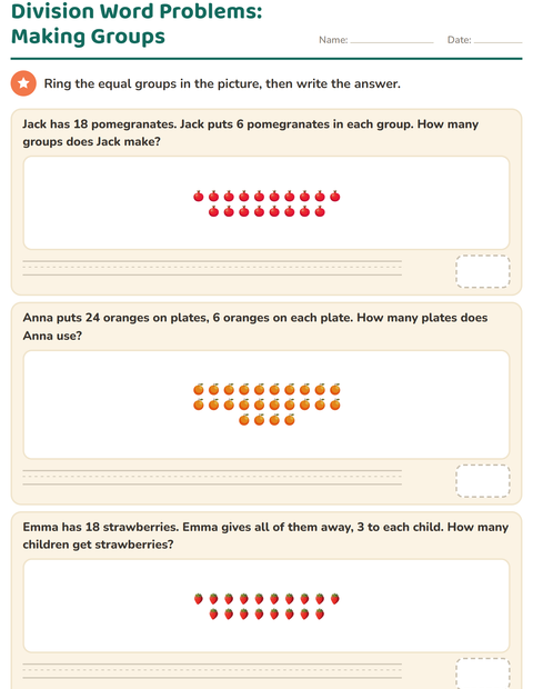 Preview of Word Problems worksheet featuring Fruits for grade 3