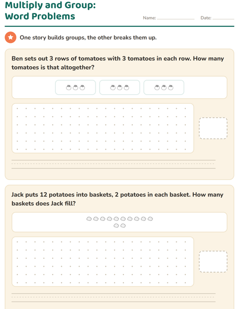 Preview of Word Problems worksheet featuring Vegetables BW for grade 3