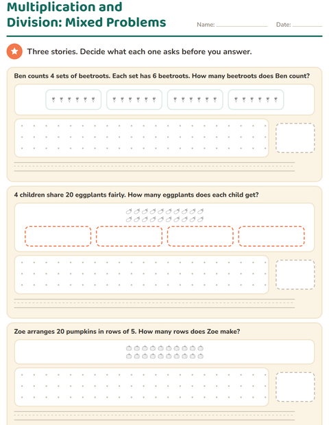 Preview of Word Problems worksheet featuring Vegetables BW for grade 3