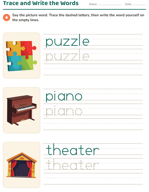 Preview of Word Tracing worksheet featuring Activities for kindergarten