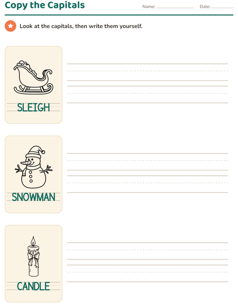 Preview of Word Tracing worksheet featuring Christmas B&W 2 for kindergarten