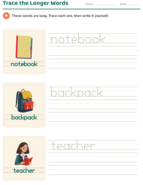 Preview of Word Tracing worksheet featuring Classroom for kindergarten