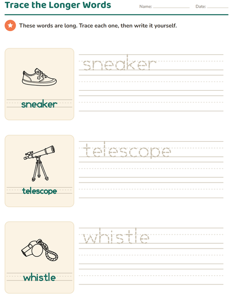 Preview of Word Tracing worksheet featuring Objects BW for kindergarten