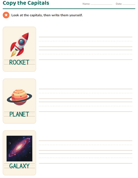 Preview of Word Tracing worksheet featuring Space for kindergarten