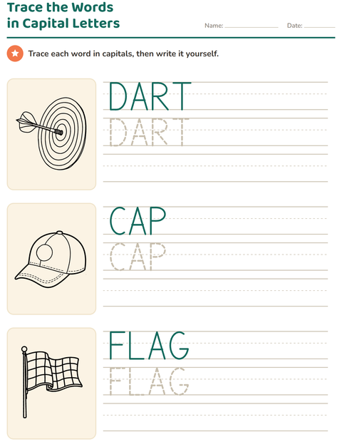 Preview of Word Tracing worksheet featuring Sports BW for kindergarten