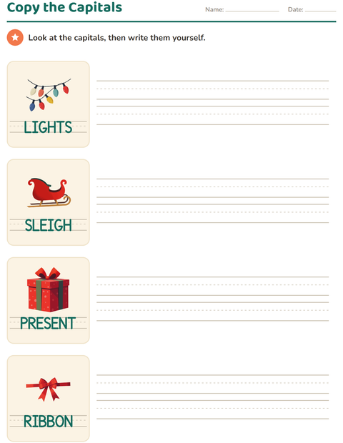 Preview of Word Tracing worksheet featuring Christmas for kindergarten